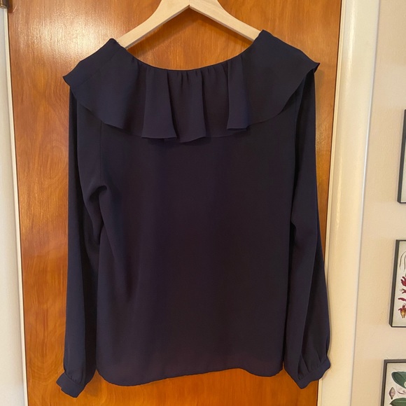 Navy boat neck top with collar! - Picture 4 of 4
